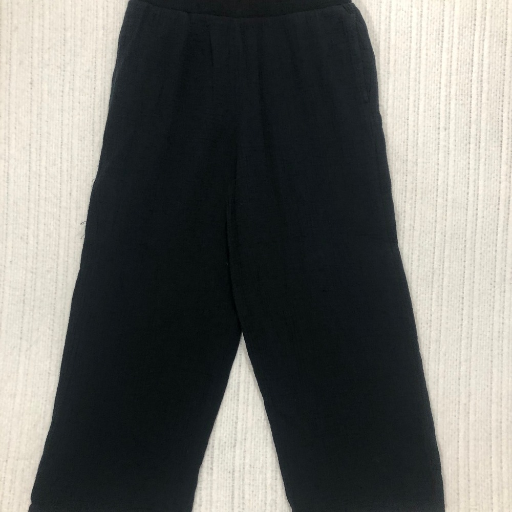 Jessica Simpson Women Black Gauze Wide Leg Cropped Pants Size‎ S Elastic Waist